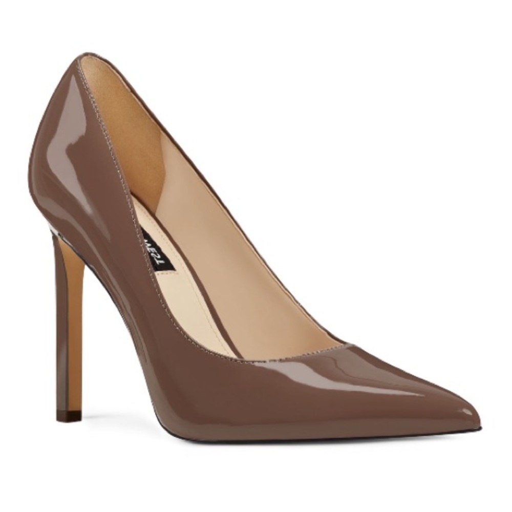 NINE WEST Brown Comfort Tatiana3 Pointy Toe Stiletto Slip On Dress Pumps, 8W